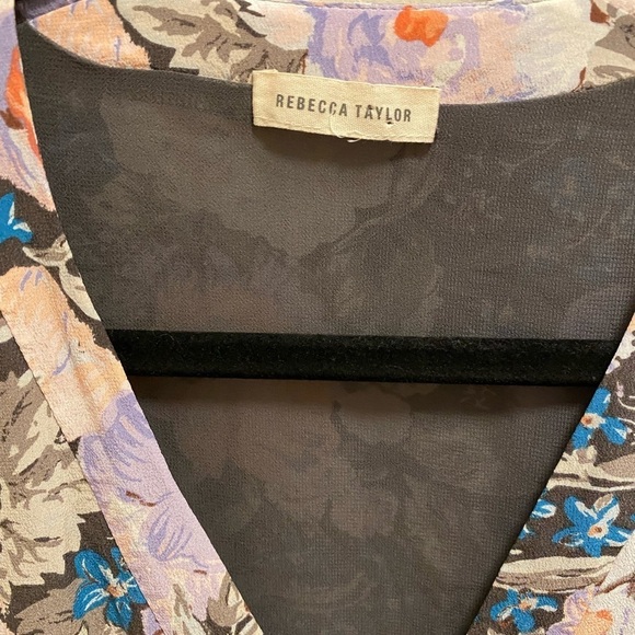 Rebecca Taylor Penelope V-Neck Silk Floral Multicolor Dress - Picture 4 of 11